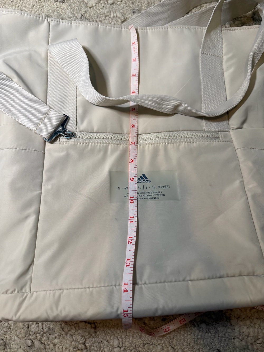 adidas Cream Quilted Tote Bag with Dual Straps - Picture 9 of 9
